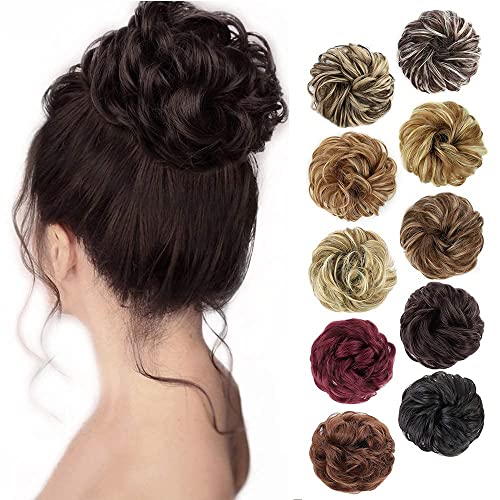MORICA 1PCS Messy Bun Hair Piece for Women, Dark Brown Hair Bun Scrunchie