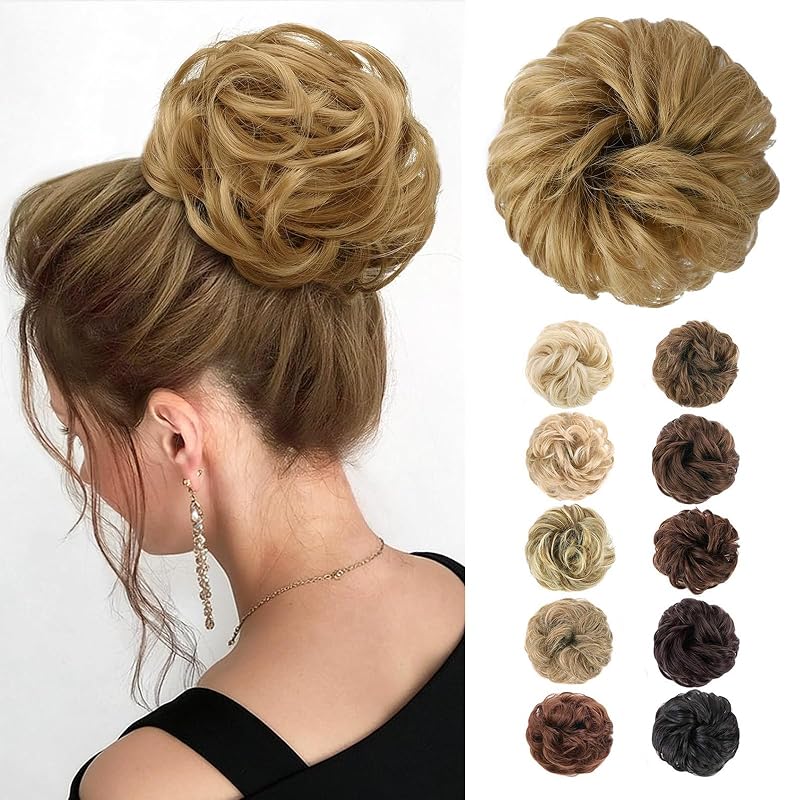 MORICA 1PCS Messy Hair Bun Hair Scrunchies Extension Curly Wavy Messy Bun Synthetic Chignon Hairpieces for Women(12224#)