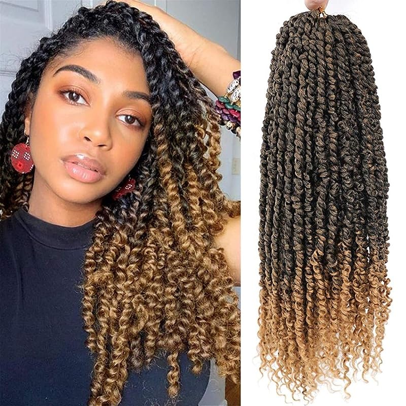 Passion Twist Hair - 8 Packs 18 Inch Passion Twist Crochet Hair For Women, Crochet Pretwisted Curly Hair Passion Twists Synthetic Braiding Hair Extensions (18 Inch 8 Packs, T27)