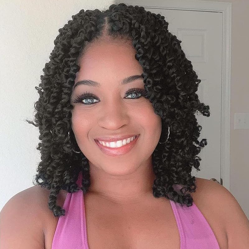 Passion Twist Hair - 8 Packs 10 Inch Passion Twist Crochet Hair For Women, Crochet Pretwisted Curly Hair Passion Twists Synthetic Braiding Hair Extensions (10 Inch 8 Packs, #2)