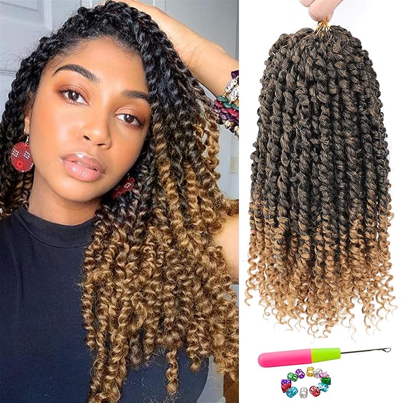 Passion Twist Hair - 8 Packs 10 Inch Passion Twist Crochet Hair For Women, Crochet Pretwisted Curly Hair Passion Twists Synthetic Braiding Hair Extensions (10 Inch 8 Pack, T27)