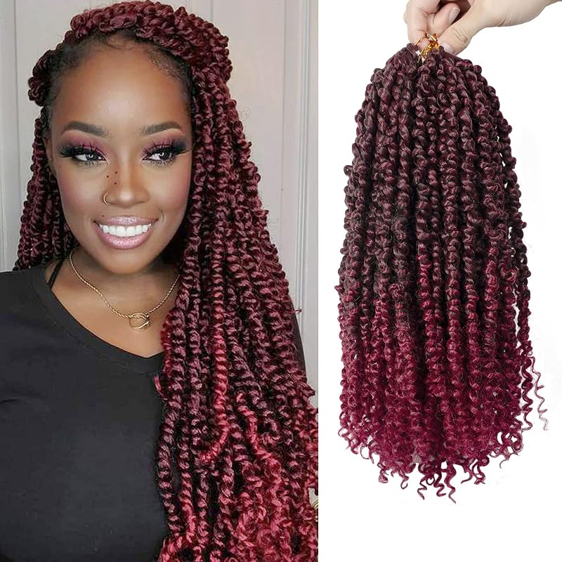 Passion Twist Hair - 8 Packs 14 Inch Passion Twist Crochet Hair For Women, Crochet Pretwisted Curly Hair Passion Twists Synthetic Braiding Hair Extensions (14 Inch 8 Packs, TBUG)