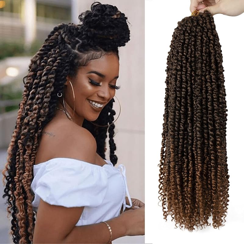 Passion Twist Hair - 8 Packs 22 Inch Passion Twist Crochet Hair For Women, Crochet Pretwisted Curly Hair Passion Twists Synthetic Braiding Hair Extensions (22 Inch 8 Packs, T30)