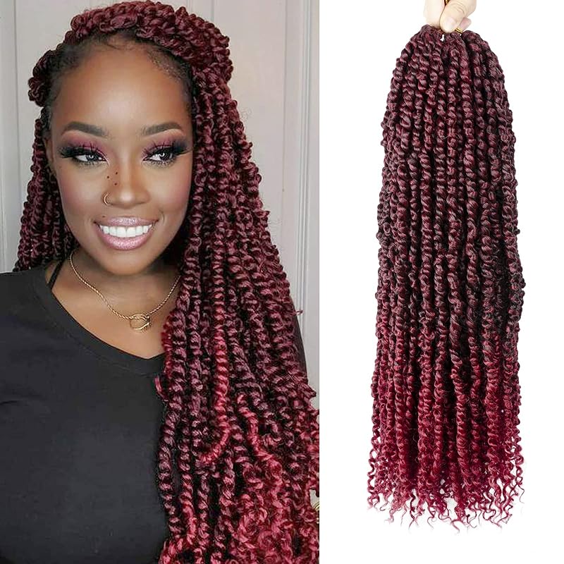 Passion Twist Hair - 8 Packs 20 Inch Passion Twist Crochet Hair For Women, Crochet Pretwisted Curly Hair Passion Twists Synthetic Braiding Hair Extensions (20 Inch 8 Packs, TBUG)