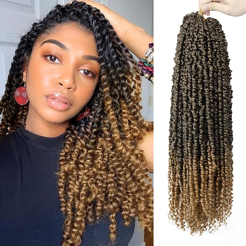 Passion Twist Hair - 8 Packs 22 Inch Passion Twist Crochet Hair For Women, Crochet Pretwisted Curly Hair Passion Twists Synthetic Braiding Hair Extensions (22 Inch 8 Packs, T27)