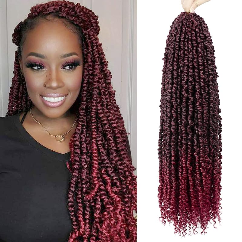 Passion Twist Hair - 8 Packs 22 Inch Passion Twist Crochet Hair For Women, Crochet Pretwisted Curly Hair Passion Twists Synthetic Braiding Hair Extensions (22 Inch 8 Packs, TBUG)