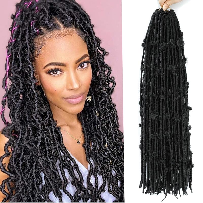 24Inch Butterfly Locs Soft Crochet Hair 24 Inch 7 Packs Pre Looped Synthetic Crochet Hair for Black Women Crochet Braids (24inch,6packs,1B)