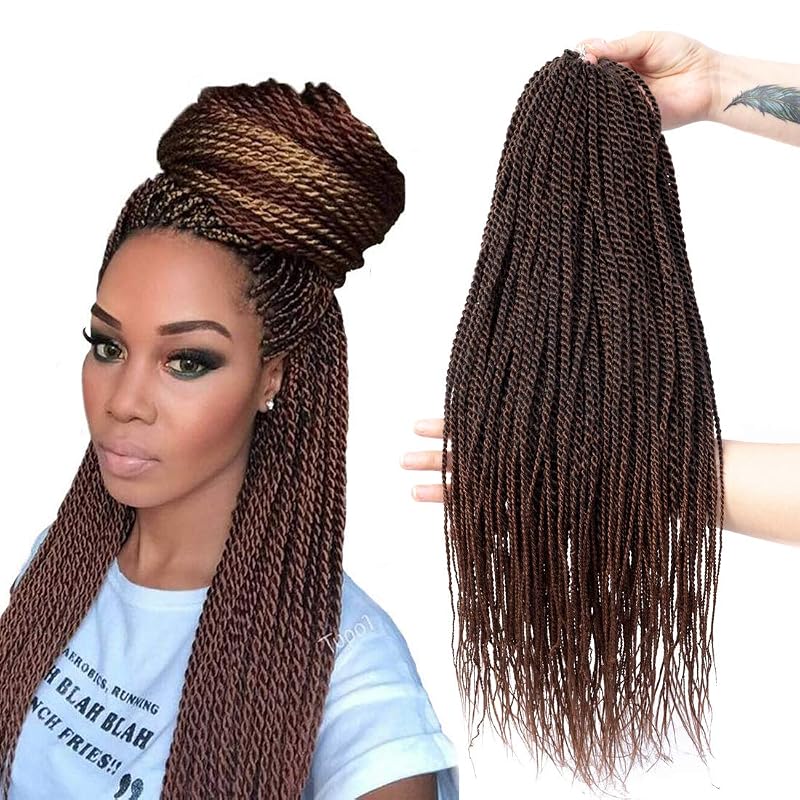 NAYOO Senegalese Twist Crochet Hair - 8 Packs 18 Inch Crochet Hair For Black Women, 35 Strands/Pack Small Twist Crochet Hair Hot Water Setting, Crochet Braids Hair with Natural End(18 Inch, 1B/30)