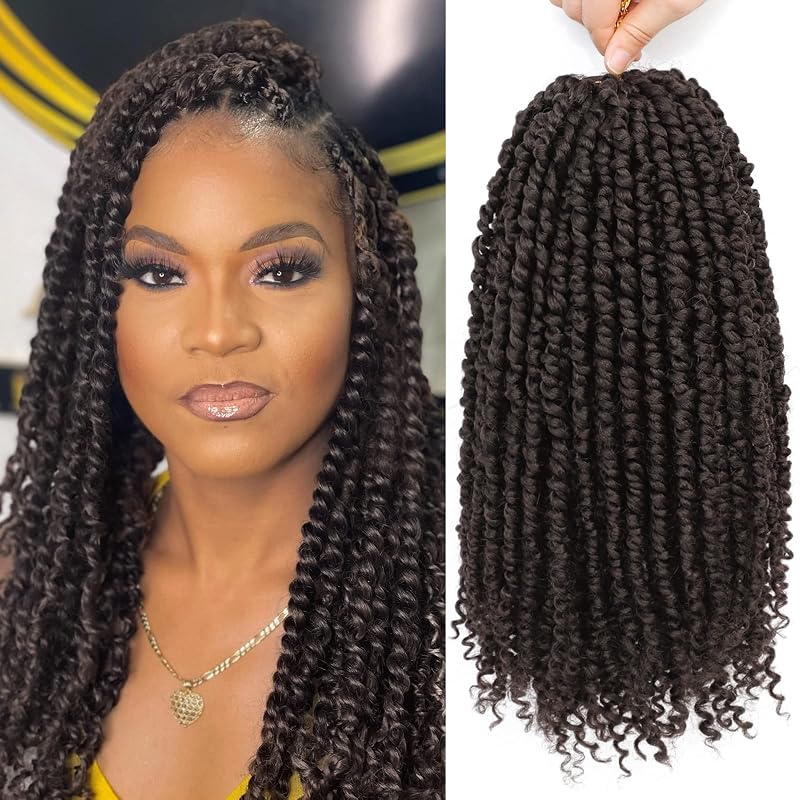 Pre-Twisted Passion Twist Crochet Hair 16 Inch for Black Women 8 Packs 4#