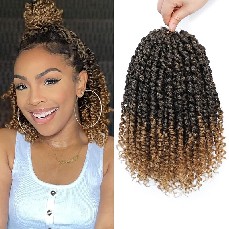 Pre-Twisted Passion Twist Crochet Hair 10 Inch for Black Women 8 Packs T27