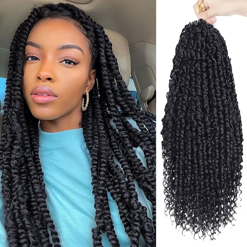 Pre-Twisted Passion Twist Crochet Hair 24 Inch for Black Women 8 Packs 1B