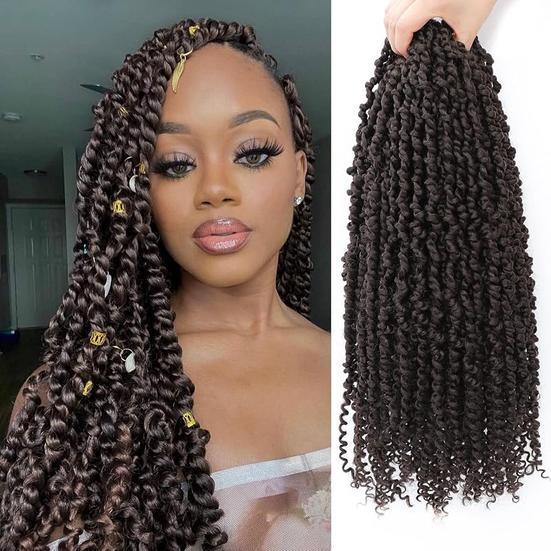 Pre-Twisted Passion Twist Crochet Hair 18 Inch for Black Women 8 Packs 4#