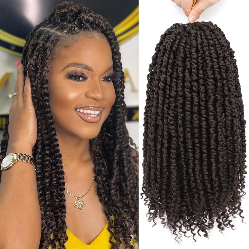 Pre-Twisted Passion Twist Crochet Hair 14 Inch for Black Women 8 Packs 4#