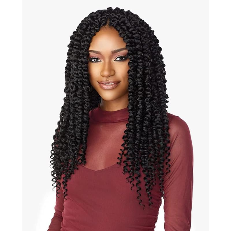 Pre-Twisted Passion Twist Crochet Hair 16 Inch for Black Women 8 Packs 1B