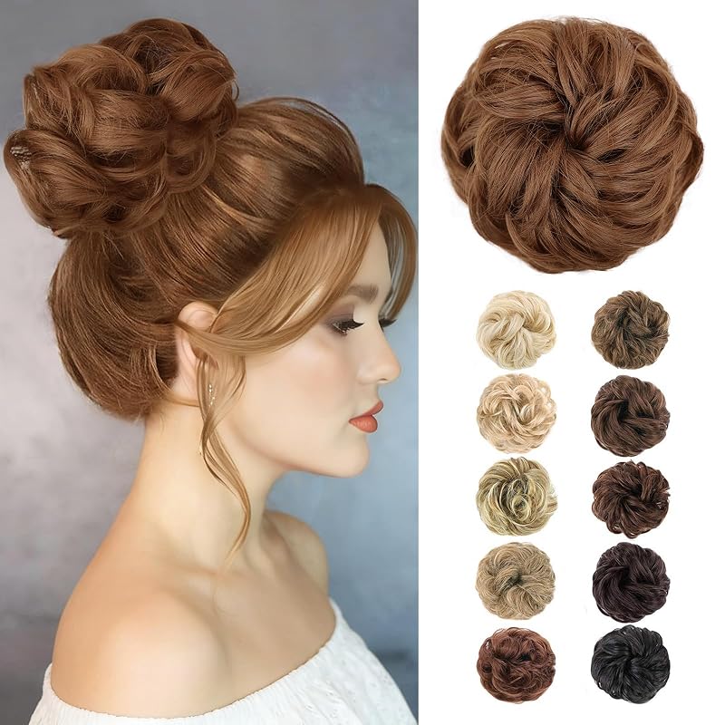 MORICA 1PCS Messy Bun Hair Piece for Women, Light Auburn Hair Bun Scrunchie