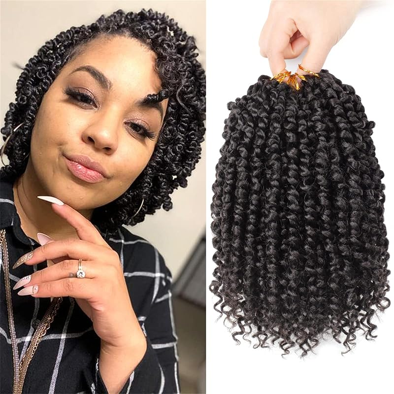 Passion Twist Hair - 8 Packs 8 Inch Passion Twist Crochet Hair For Women, Crochet Pretwisted Curly Hair Passion Twists Synthetic Braiding Hair Extensions(8 Inch 8 Packs, #2)