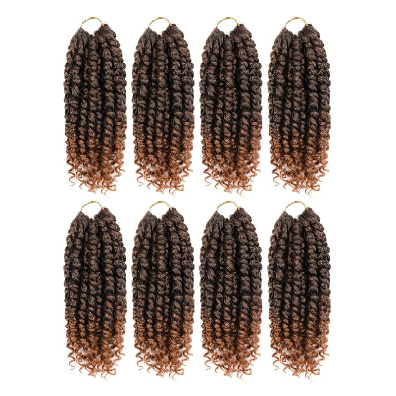 Passion Twist Hair - 8 Packs 8 Inch Passion Twist Crochet Hair For Women, Crochet Pretwisted Curly Hair Passion Twists Synthetic Braiding Hair Extensions(8 Inch 8 Packs, T30)