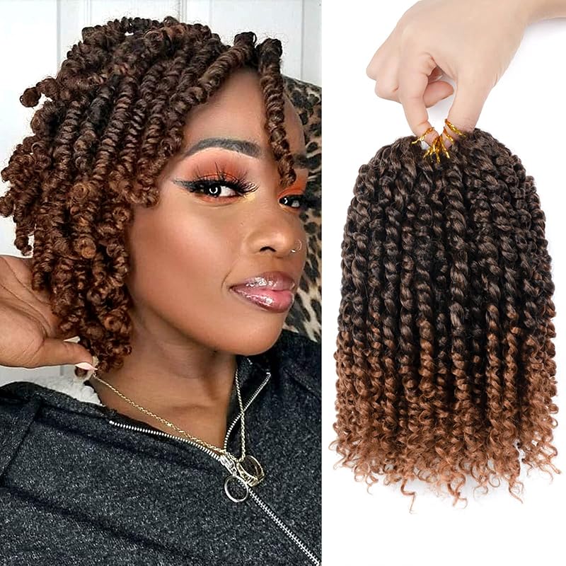 Passion Twist Hair For Kids - 8 Packs 6 Inch Passion Twist Crochet Hair For Black Women, Crochet Pretwisted Curly Hair Passion Twists Synthetic Braiding Hair Extensions(6 Inch 8 Packs, T30)