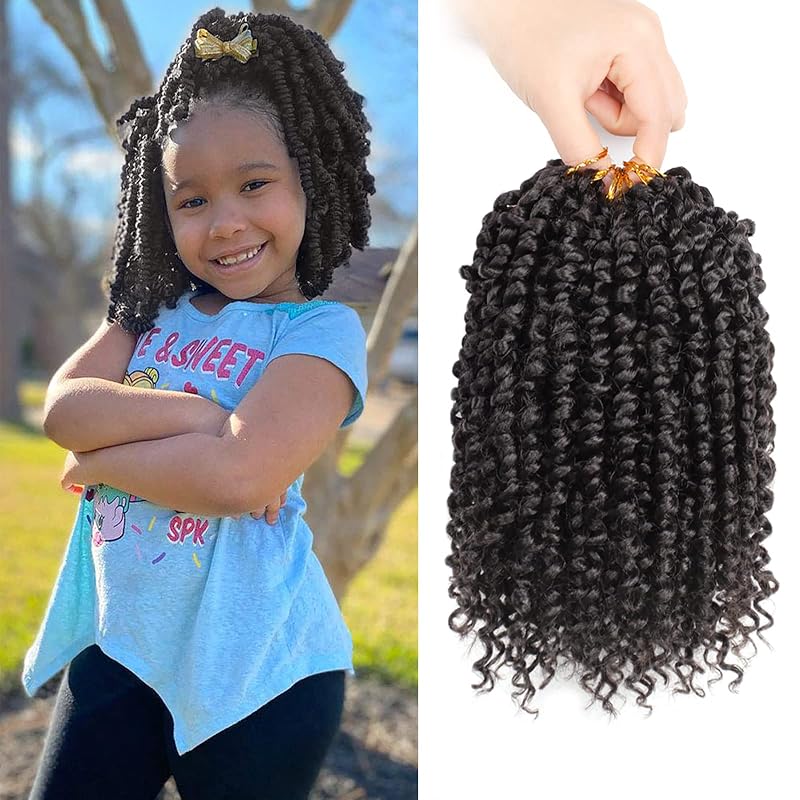 Passion Twist Hair For Kids - 8 Packs 6 Inch Passion Twist Crochet Hair For Black Women, Crochet Pretwisted Curly Hair Passion Twists Synthetic Braiding Hair Extensions(6 Inch 8 Packs, #2)