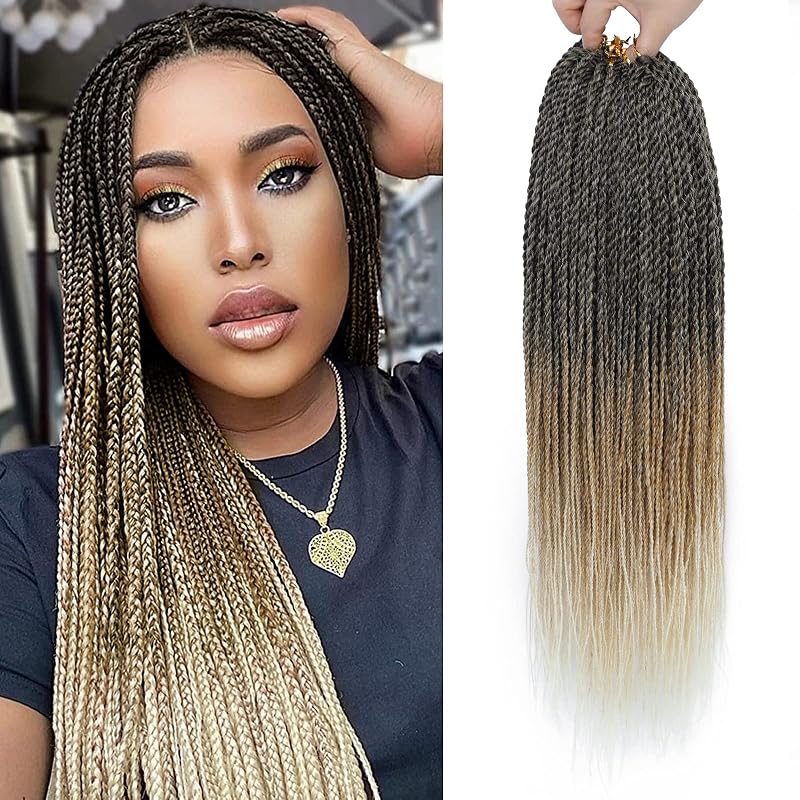 NAYOO Small Crochet Hair Senegalese Twist, 22 Inch 8 Packs Ombre Crochet Hair for Black Women, 35 Strands/Pack Braids Crochet Hair, Twist Crochet Hair Hot Water Setting (22 Inch, 1B/27/613)