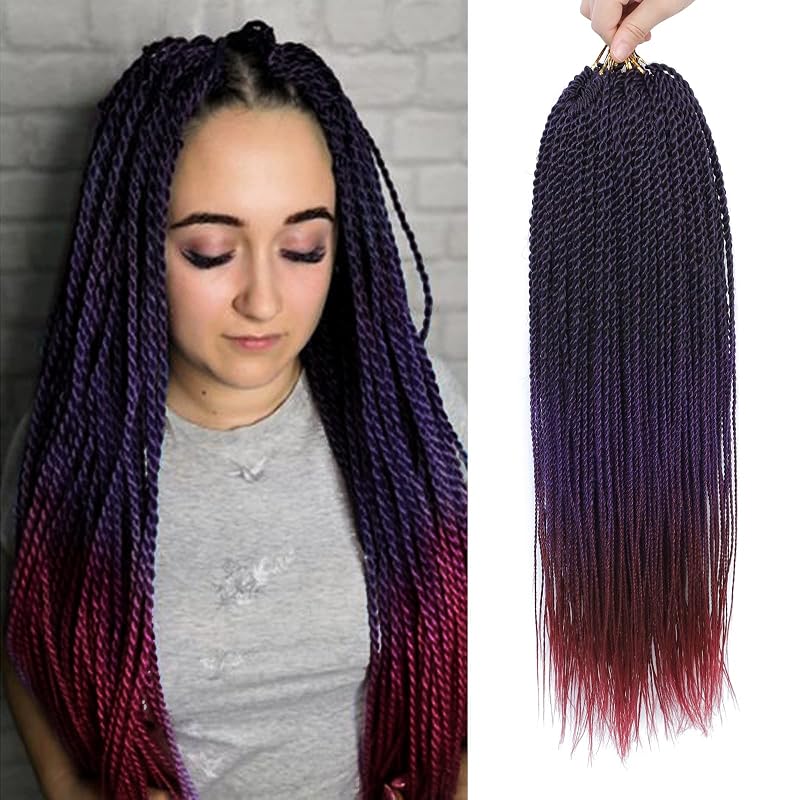 NAYOO Crochet Hair Senegalese Twist, 22 Inch 8 Packs Small Crochet Hair, 35 Strands/Pack Crochet Braids Hair for Black Women, Crochet Braids Twist Hot Water Setting (22 Inch, 1B/Purple/Bug)