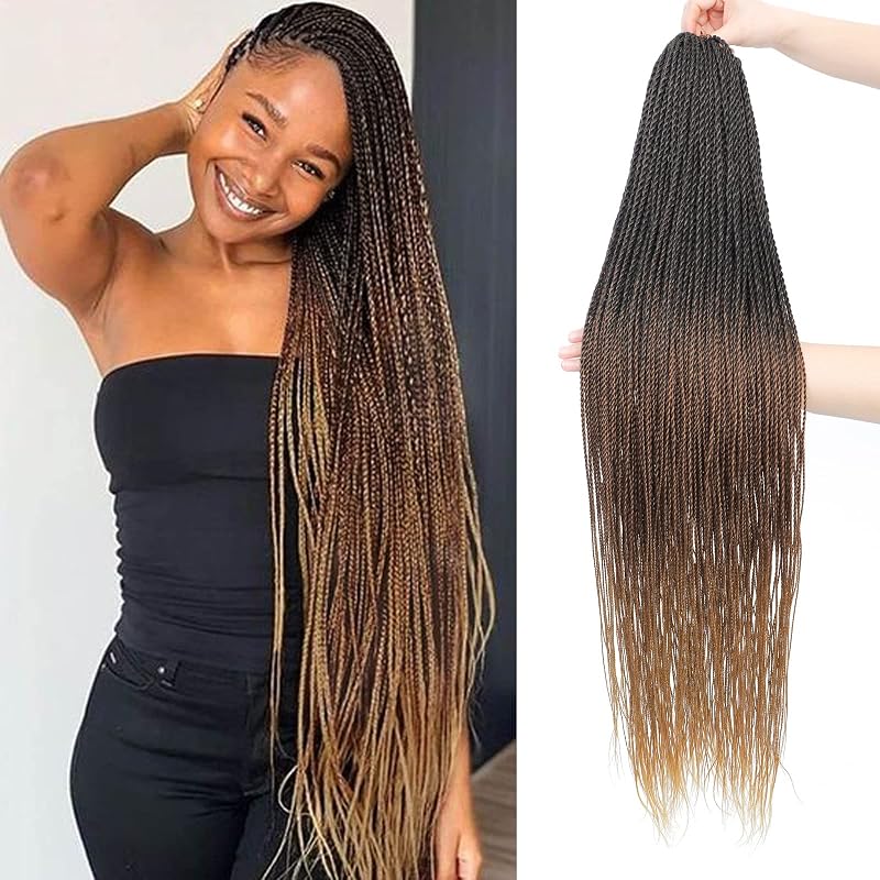 NAYOO Ombre Crochet Hair Senegalese Twist, 34 Inch 8 Packs Small Crochet Hair for Black Women, 35 Strands/Pack Long Braids Crochet Hair, Twist Crochet Hair Hot Water Setting (34 Inch, 1B/30/27)