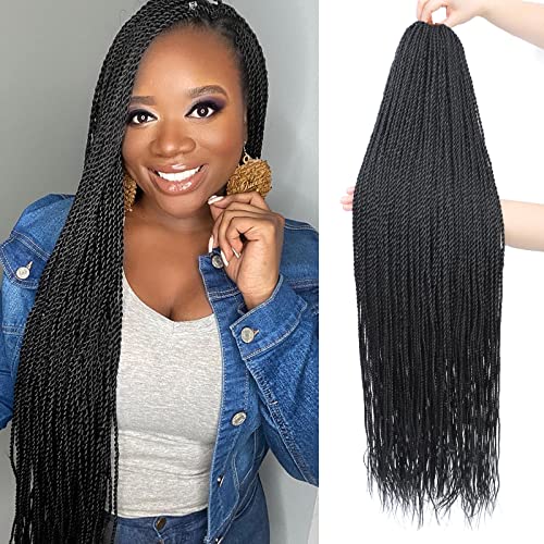 NAYOO Long Crochet Hair Senegalese Twist, 28 Inch 8 Packs Black Crochet Hair for Black Women, 35 Strands/Pack Braids, Hot Water Setting (28 Inch, 1B)