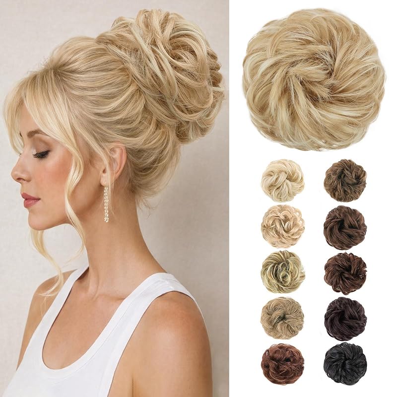 MORICA 1PCS Messy Bun Hair Piece for Women, Dirty Blonde Hair Bun Scrunchie
