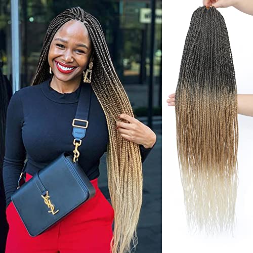NAYOO Ombre Crochet Hair - 8 Packs 26 Inch Crochet Hair For Black Women, 35 Strands/Pack Small Twist Crochet Braids Hair Hot Water Setting, Pre-Looped Crochet Braiding Hair(26 Inch, 1B/27/613)