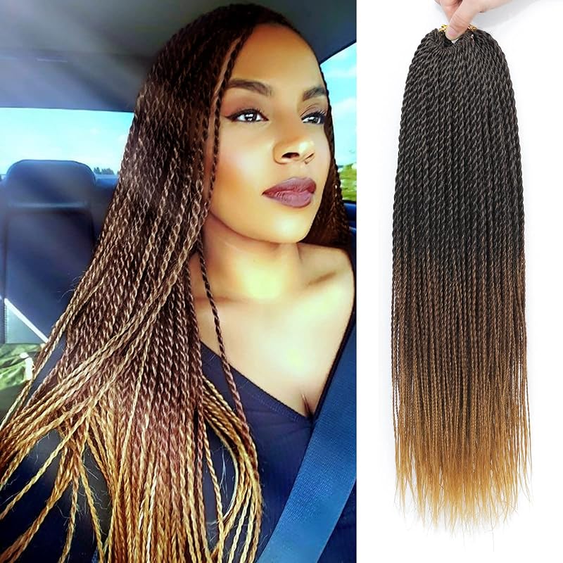 NAYOO Senegalese Twist Crochet Hair - 8 Packs 26 Inch Crochet Hair For Women, 35 Strands/Pack Small Twist Crochet Braids Hair Hot Water Setting, Pre-Looped Crochet Braiding Hair(26 Inch, 1B/30/27)