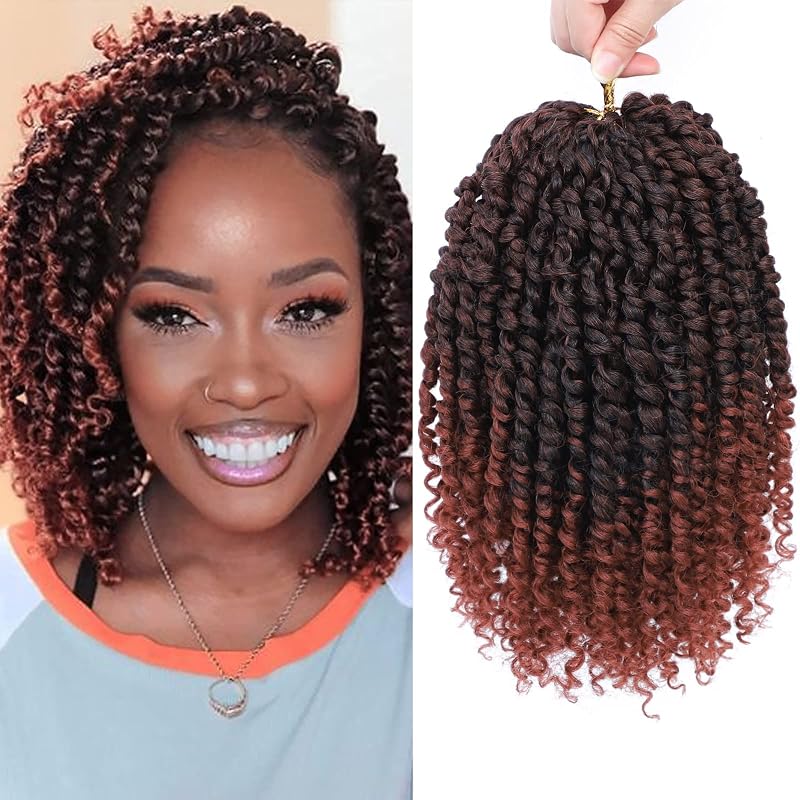 Pre-Twisted Passion Twist Crochet Hair 10 Inch for Black Women 8 Packs T350