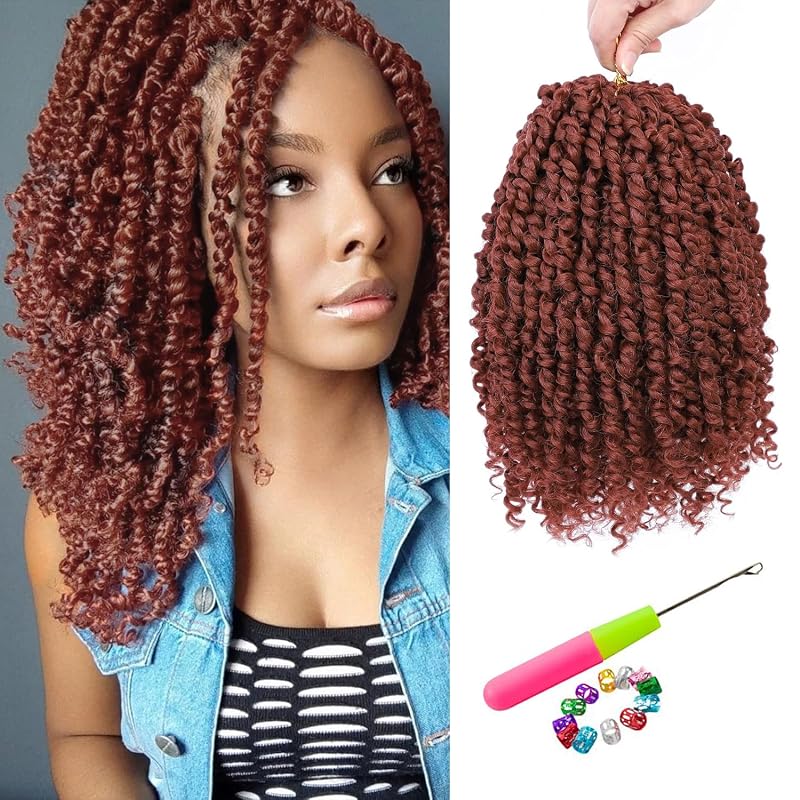 Pre-Twisted Passion Twist Crochet Hair 10 Inch for Black Women 8 Packs 350#