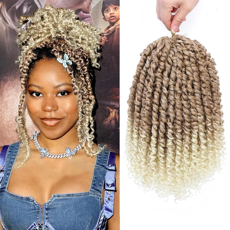 Pre-Twisted Passion Twist Crochet Hair 10 Inch for Black Women T27/613