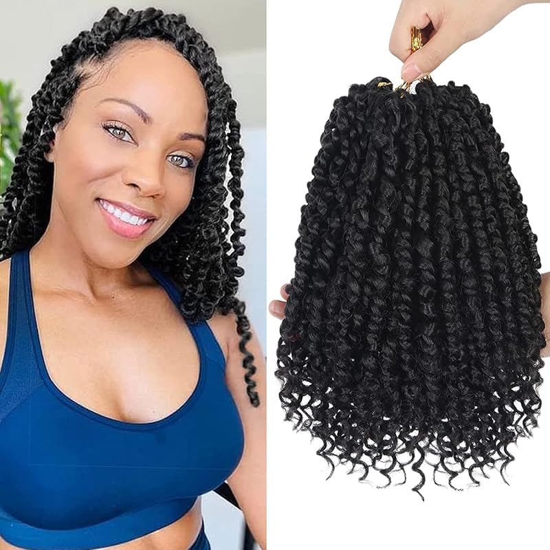 Passion Twist Hair, 8 pack 12 Inch Pre-Looped Passion Twist Braiding Hair, Pre-Twisted Passion Twist Crochet Hair for Women (12 Inch T30 and 12 Inch #1B)