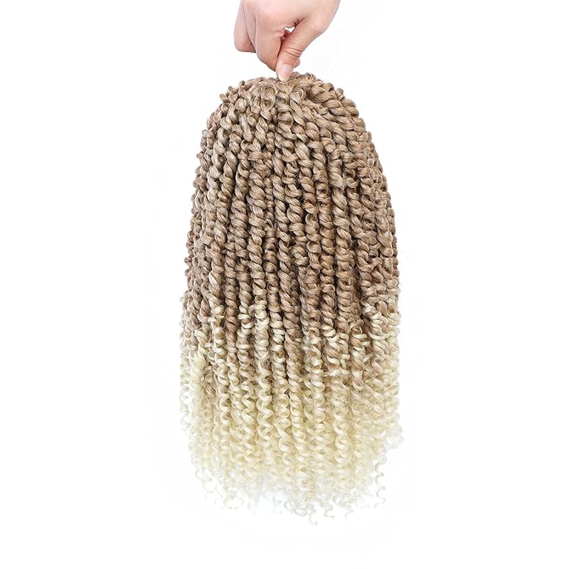 Passion Twist Hair, 8 pack 12 Inch Pre-Looped Passion Twist Braiding Hair, Pre-Twisted Passion Twist Crochet Hair for Women (12 Inch T30 and 12 Inch T27/613)