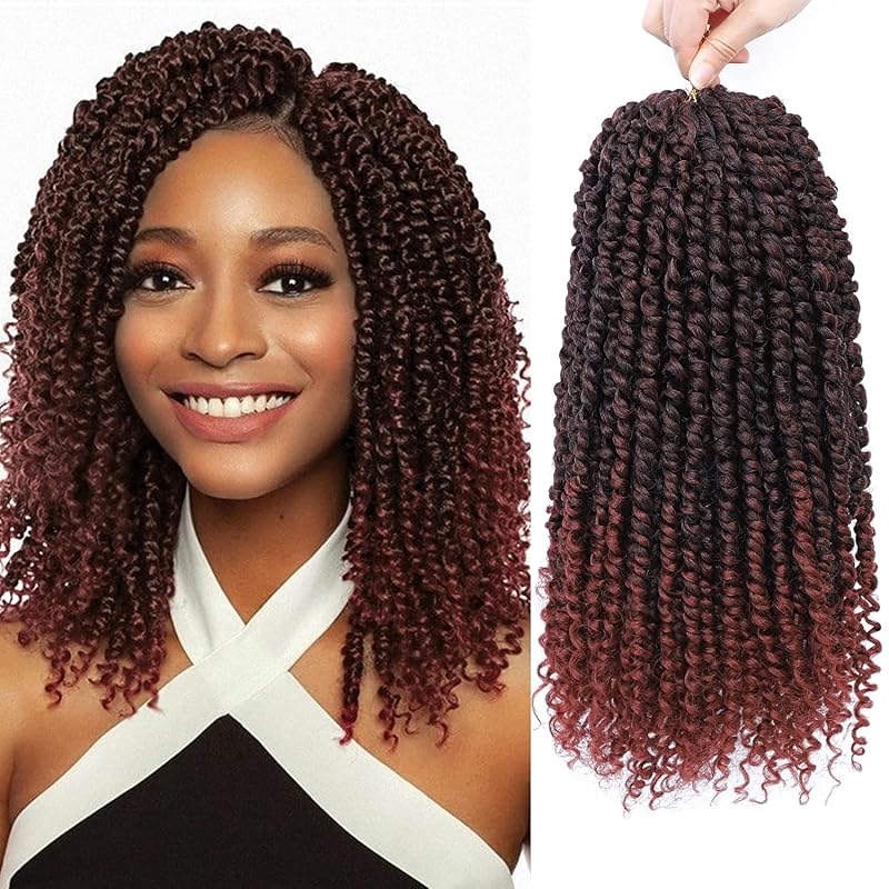 Passion Twist Hair, 8 pack 12 Inch Pre-Looped Passion Twist Braiding Hair, Pre-Twisted Passion Twist Crochet Hair for Women (12 Inch T30 and 12 Inch T350)