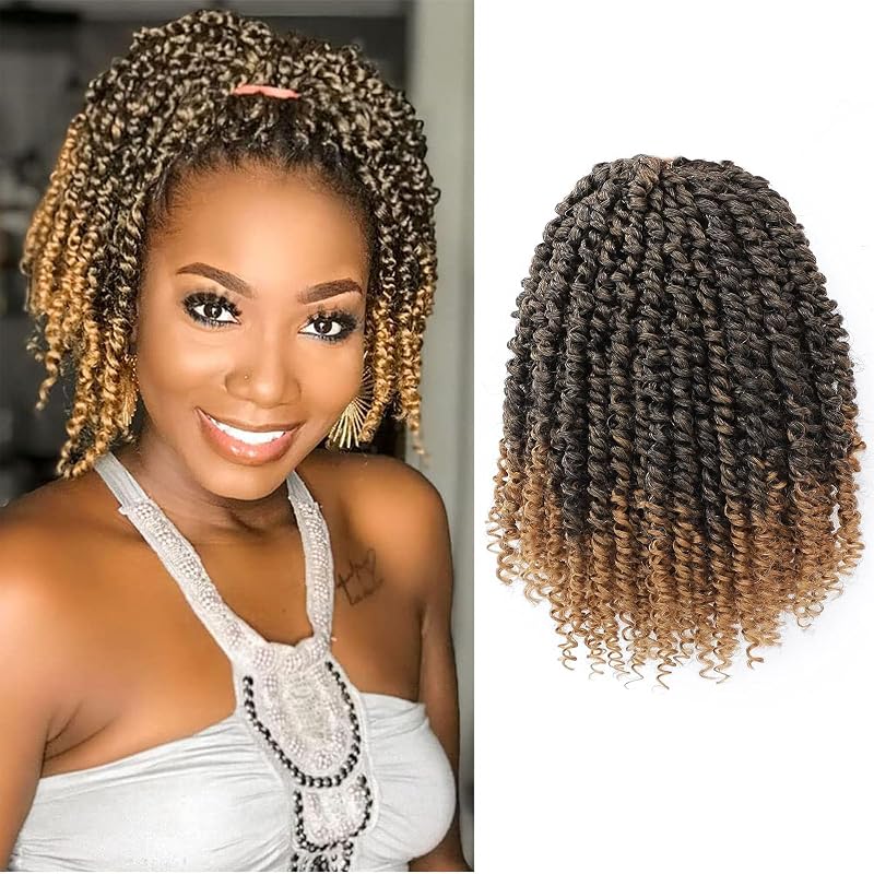 Pre-Twisted Passion Twist Crochet Hair 8 Inch for Black Women 8 Packs T27