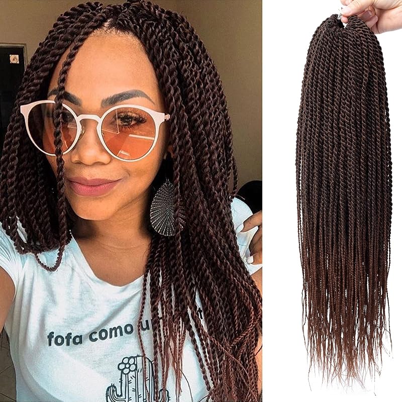 MOSINA Senegalese Twist Crochet hair 18 Inch Crochet Hair For Black Women 8 Packs Pre Looped Synthetic Professional Braiding Hair With Free Ends 35 Strands/Pack (18Inch, 1B/30)