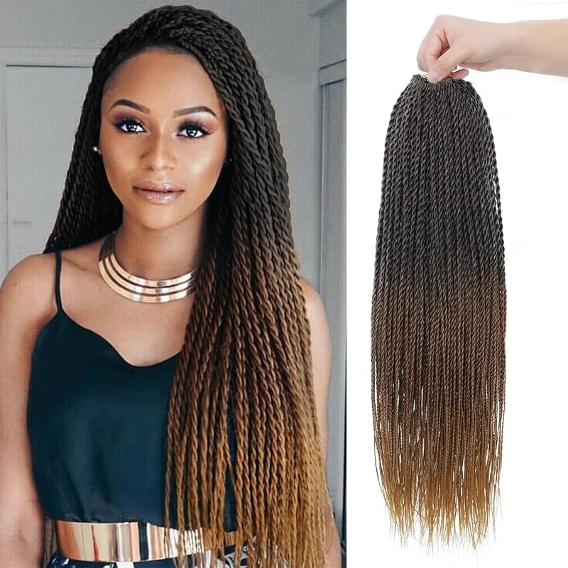 MOSINA Senegalese Twist Crochet Hair, 8 Packs Ombre Crochet Hair For Black Women 24 Inch Pre Looped Crochet Braid Professional Synthetic Hair 35 Strands/Pack (24 Inch, 1B/30/27)