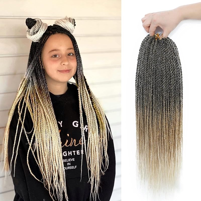MOSINA Senegalese Twist Crochet Hair, 24 Inch Ombre Crochet Twist 8 Packs Straight Crochet Braid Small Twist Hair For Black Women Hot Water Setting 35 Strands/Pack (24 Inch,1B/27/613)