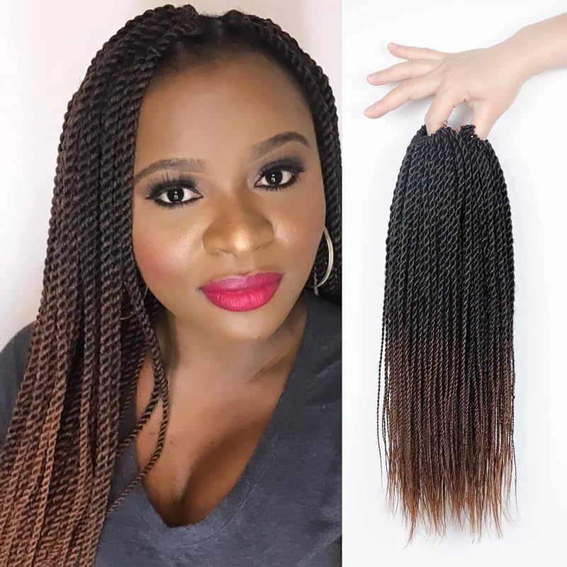 MOSINA Senegalese Twist Crochet Hair 14 Inch Crochet Hair For Black Women Professional Synthetic Hair 30 Strands/Pack Small Twist Hair Hot Water Setting (14 Inch, 1B/30)