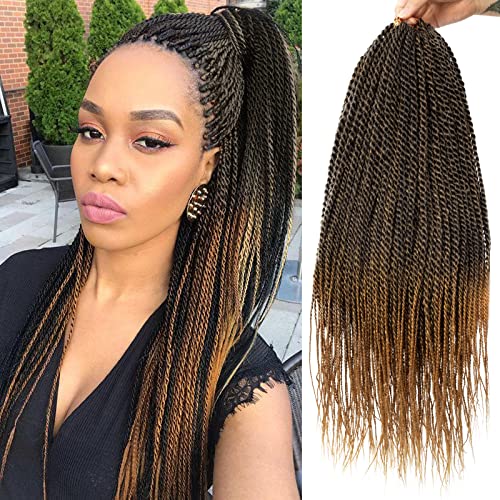 MOSINA Senegalese Twist Crochet Hair,24 Inch Ombre Crochet Hair For Black Women Crochet Braid Professional Synthetic Braiding Hair 8 Packs Hot Water Setting(24 Inch,1B/27)