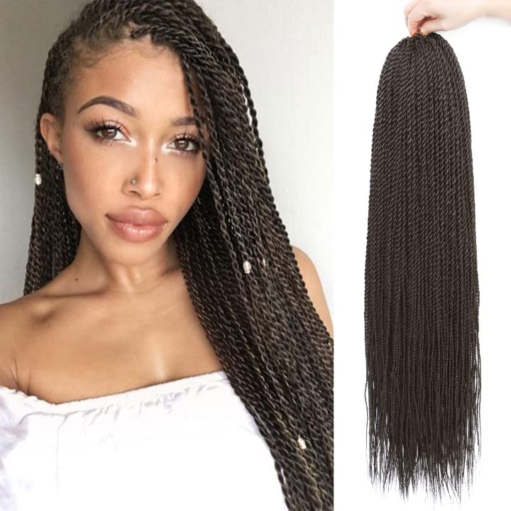 MOSINA Senegalese Twist Crochet Hair For Black Women 8 Packs Senegalese Twist Pre Looped Braids Crochet Hair For Black Women 35 Strands/Pack Hot Water Setting(18Inch,4#)