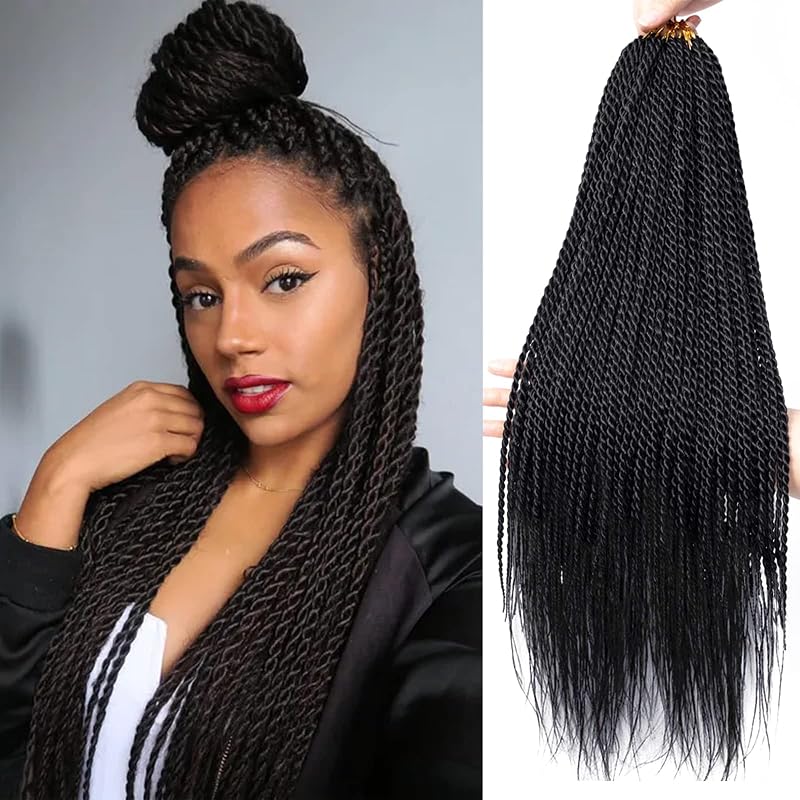 MOSINA Senegalese Twist Crochet Hair, 8 Packs Pre looped Crochet Hair For Black Women 18 Inch Small Twist Professional Synthetic Braiding Hair 35 Strands/Pack (18 Inch, 1B)