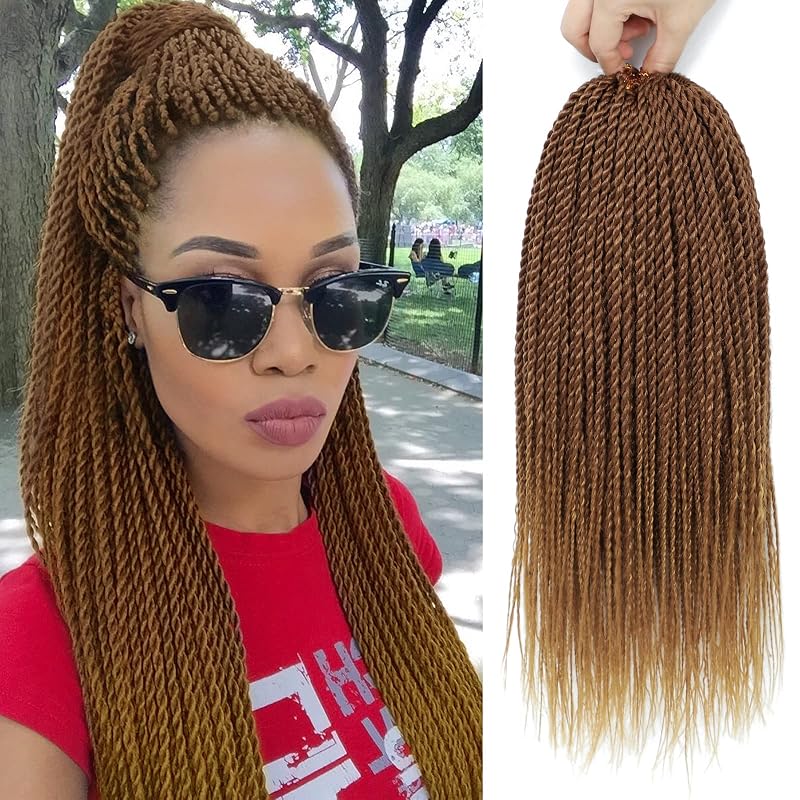 NAYOO Senegalese Twist Crochet Hair - 8 Packs 14 Inch Small Crochet Hair, 30 Strands/Pack Crochet Braids Hair For Black Women, Crochet Twist Hair Braiding Hot Water Setting(14 Inch, 30/27)
