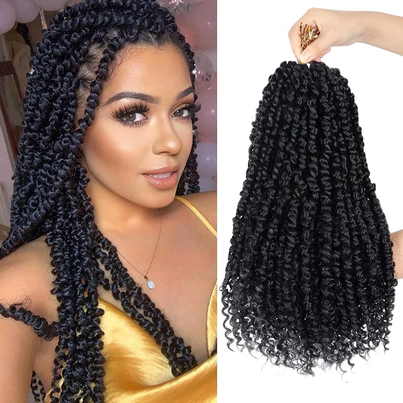 Pre-Twisted Passion Twist Crochet Hair 20 Inch for Black Women 8 Packs 1B