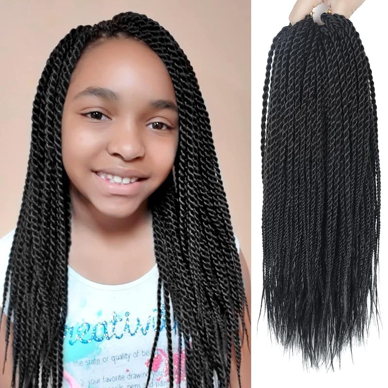 NAYOO Crochet Hair for Kids - 2 Packs 14 Inch Short Crochet Hair For Black Women, 30 Strands/Pack Small Crochet Twist Hot Water Setting, Crochet Twist Braids Hair with Natural Ends(14 Inch, 1B)
