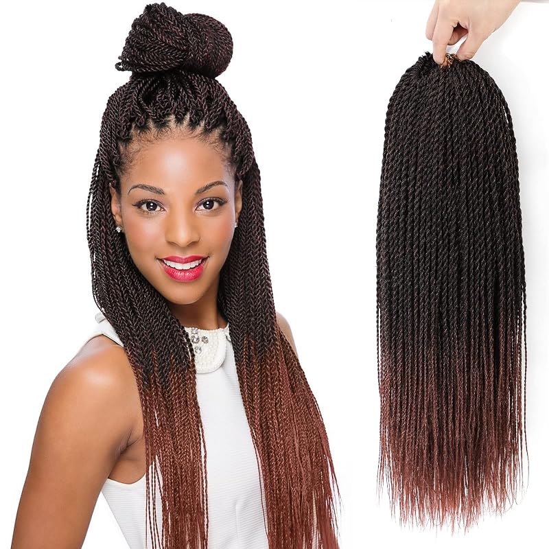 NAYOO Auburn Senegalese Twist Crochet Hair 18 Inch 8 Packs Braids Crochet Hair Pre-Looped, 35 Strands/Pack Cooper Crochet Twist Hot Water Setting, Ombre Crochet Hair for Black Women (18 Inch, 1B/350)
