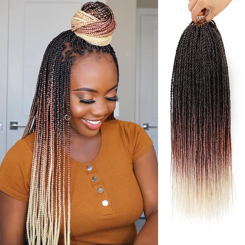NAYOO Small Crochet Senegalese Twist 18 Inch 8 Packs Ombre Braids, Pre-Looped, 35 Strands/Pack, Hot Water Setting, Ombre Crochet Hair for Black Women (18 Inch, 1B/350/613)