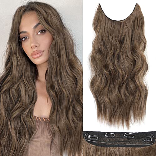 BUPPLER Halo Hair Extensions 20 Inch Invisible Wire Light Brown